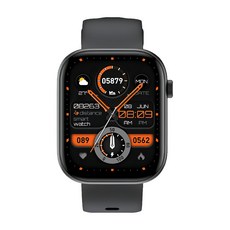 Ergotech 人因科技 SW202 心率智慧監測運動手錶，2.01吋高硬度玻璃鏡面，旋轉按鈕智慧操作錶冠，高精準紅光血氧偵測，心率異常警報，SOS救援通話, 曜石黑