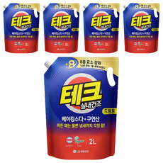 [비건라이프] 테크 베이킹소다 플러스 구연산 실내건조 액체세제 드럼용 리필, 2L, 5개