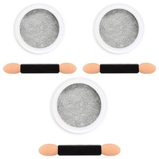 젤로젤로 젤네일 아트 엣지빔 미러 파우더 글리터 + 브러쉬 세트, 3개, HP01 실버홀로라(글리터)