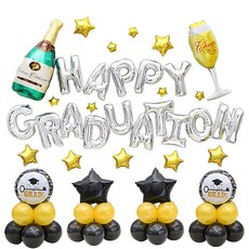 와우파티코리아 졸업 장식 7 파티 풍선 세트, 혼합색상, 1세트