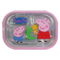 Peppa Pig 粉紅豬小妹 佩佩豬 不鏽鋼四格盤, 粉色, 1個