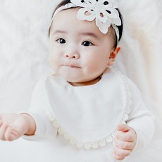 CHENNY BONGBONG 棉質蕾絲滾邊圍兜