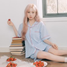 DOSSY 情侶款絲綢感Chloe短袖翻領睡衣上下套裝 D-3631