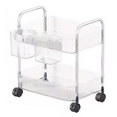 FAmILyLIFE 生活 透明附輪夾縫2層置物架 基本款 附掛籃2個, A-212, 1個