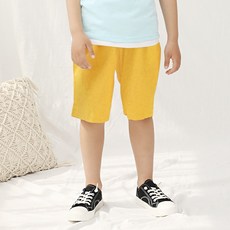 KIDSCODI 兒童透氣亞麻涼爽五分短褲