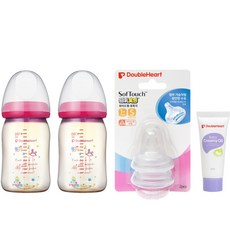 DoubleHeart 貝親 SofTouch 母乳實感PPSU奶瓶(附奶嘴), 1~3個月, 玩具圖案透明色, 160ml, 2入