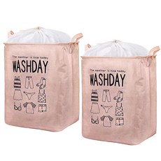 多用途大容量束口洗衣收納籃 75L, 粉色, 2入