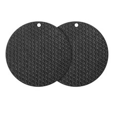 weju 矽膠圓形電磁爐保護墊, 2個, 黑色