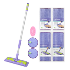 Catchmop 平板拖把套裝8件組, 1組, 拖把(35 x 11 x 140cm+長方形拖布(15 x 39cm)+圓形拖布(12 x 12cm)