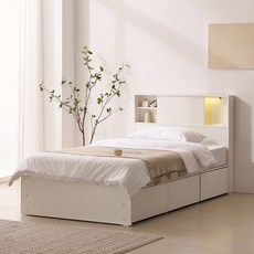 파로마 멜로 LED 수납 침대 프레임 단품 방문설치, 화이트