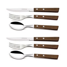 트라몬티나 트레딕셔널 우드핸들 커트러리 테이블세트, 혼합색상, 테이블 나이프 + 테이블 스푼 + 테이블 포크, 6개