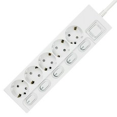 One Stop 過載保護省電獨立開關電線型5孔延長線, 1個, 白色, 1.5m