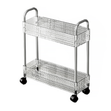 FAmILyLIFE 生活 輕奢鑽紋附輪夾縫置物架 2層 基本款 A-203 寬37 x 深13 x 高43.5cm, 1個