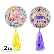 Mii Mii Party 生日派對氣球流蘇2件組 快樂圓點 + 小狗, 黃色, 薰衣草紫(流蘇), 2套