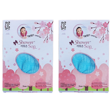 Shower Son 3J 搓澡沐浴手套 雙手組, 藍色, 2套, 2入