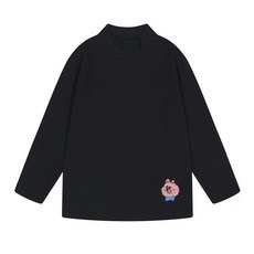 milk mile 童款澎澎熊刺繡素色半高領長袖上衣