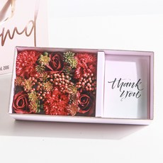 RYMD 人造康乃馨花卉現金禮物盒 + 提袋, 深紅色, 1個