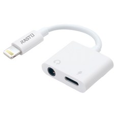 RASTO RX24 Lightning 轉 Lightning + 3.5mm 音源孔轉接線, 白色, 1盒
