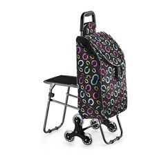 Momtool 三輪爬梯椅購物車, 黑色, 1個