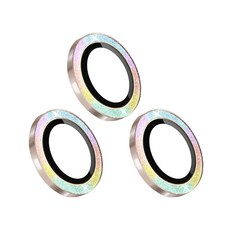 HODA 好貼 藍寶石鏡頭保護貼 鈦金色 閃粉彩鑽 3入, 1盒