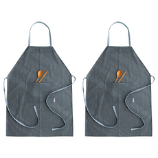 국내 제조 브링미 남여공용 와이드형 Ver.2 방수앞치마, 멜란지 그레이 + 블루 스트라이프, 2개