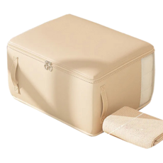 Mass 生活好物 牛津布棉被收納袋 大容量衣物整理箱 家用防潮收納箱, 大, 米白色, 1個