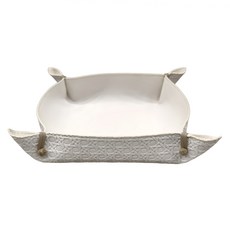 THiRTEEN 拾叁家居 浮雕紋理皮革收納盤大號 20 x 20cm, 極簡白, 1個