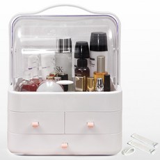 ALTTEURI 掀蓋式素色化妝品收納箱 L號 粉色+替換把手 3入, 1組