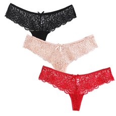 PARTY LIFE 維納斯 T字褲 3件組, 黑色, 紅色, 白色