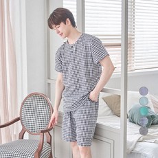 DS DOSSY 男士涼感壓紋短袖睡衣上下套裝