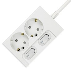 One Stop 獨立型電源延長線 2孔, 1個, 白色, 3m