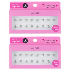 ccam bbak 人造單簇假睫毛 包裝版 輕量款 9mm 3束, 2個, 黑色