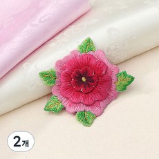 韓服用立體刺繡裝飾貼片, 木槿花, 2個