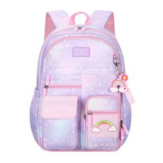 PIKBEAR 馬卡龍星空減壓護脊兒童書包, 低年級, 紫色, 1個