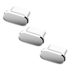 Starium 手機金屬C-Type充電埠保護蓋防塵塞, 銀色, 3個