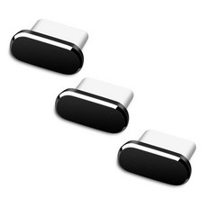 Starium 手機 金屬 Type-C 充電孔 保護蓋 防塵塞, 黑色, 3個