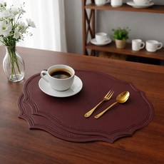 MF스토어 로얄 가죽 테이블 매트 B타입, 버건디, 버건디, 2개, 43 x 30 cm