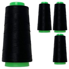 COTS 拷克/鎖邊/包縫用尼龍彈力線 2200m, 黑色, 4個