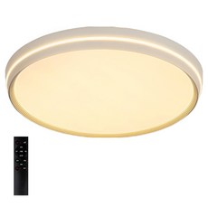 WONHA Rivol圓形LED房間吸頂燈 75W + 遙控器套組, 無頻閃 白色 + 灰色 + 白光 + 燈泡色 + 自然白