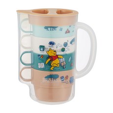 Skater 塑膠冷水壺 + 塑膠杯組 壺850ml + 杯子220ml 4個, 小熊維尼, 1組