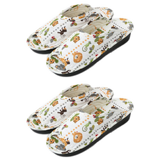 KiKiDi 治癒坐墊增高室內鞋, 白底動物, 2組