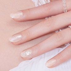 데싱디바 매직프레스 실버 듀이 오발 네일팁, 1개, 누드베이지