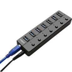 NEXT USB3.0 HUB 7埠集線器 獨立開關, 707U3, 黑色