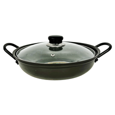 Best home 硬質雙柄湯鍋 鋁製含玻璃鍋蓋 韓國製, 24cm, 黑色, 1個