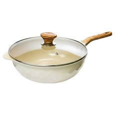 韓國EVERLOCK鈦晶不沾鑽石鍋 EL-W30-W01 松露白, 30cm, 1個
