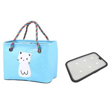 Beaurator 撒嬌貓咪瀝水沐浴袋+底座, 天藍色, 1套