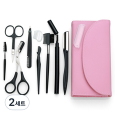 원티크 눈썹 칼 가위 눈썹정리 8종 세트, 2세트, 핑크