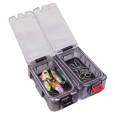 魔方 可拼接磁吸路亞餌盒3個 1組 - 釣魚配件收納好幫手 防掉落 可擴展空間, 黑紅, 8 x 4 x 2.4 cm