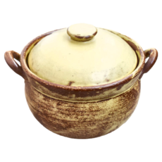 6號深鍋-日本製 導熱良好 耐熱性佳 保溫度佳 直火OK、微波OK、烤箱OK, 19cm, 萬古窯變黃, 1個