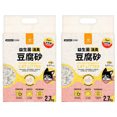 DOG CAT STAR 汪喵星球 益生菌消臭條型豆腐砂, 遇水速凝結 沖水崩解 五重除塵 2.7kg, 2袋, 無香